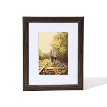 Imagem de KTKDE Moldura de 30 x 61 cm, moldura para pôster, imagens 25 x 50 com tapete ou 30 x 60 sem, vidro temperado, 61 x 30 cm, moldura de madeira de nogueira, porta-fotos, melhor presente