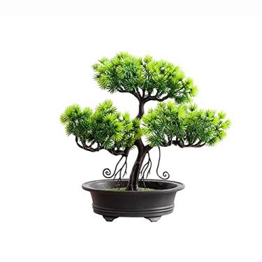 Imagem de SLGGPJBU Plantas Artificiais Bonsai Árvore Artificial - Decoração de Plantas Falsas, Plantas Artificiais em Vaso, para Exibição de Mesa, Decoração de Jardim Zen - 24 X 24 cm Bonsai Pinheiro