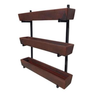 Imagem de Suporte Prateleira De Ferro Jardim Vertical 3 Floreiras 80cm - Alpe & 