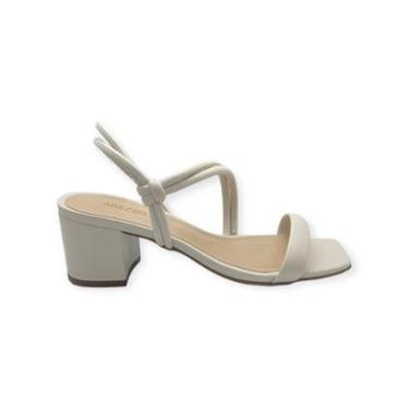 Imagem de Sandalia Feminina Arezzo Tiras Salto Medio Bloco Creme-Feminino