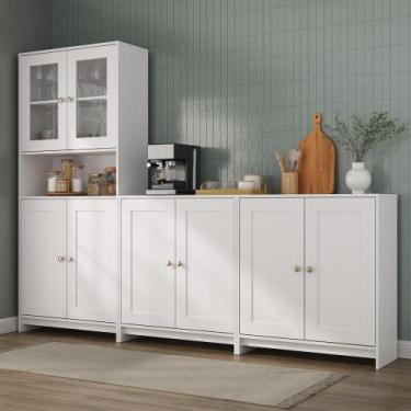 Imagem de Armário de Cozinha com Balcão e Paneleiro 8 Portas 5 Prateleiras Ameri