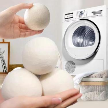Imagem de Bolas de secadora reutilizáveis para lavar em casa bola de secagem de lã amaciante de roupas acessórios para máquina de lavar 3/4/5/6/7 cm (2 peças, cor lisa, 3 cm)