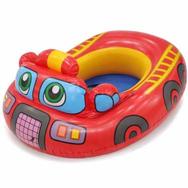 Imagem de Boia Inflável Infantil com Assento – Modelos Animais, Carros, Unicórnio, Tubarão e Muito Mais – Brinquedo de Piscina e Praia para Crianças (Boia Inflável Bombeiro)