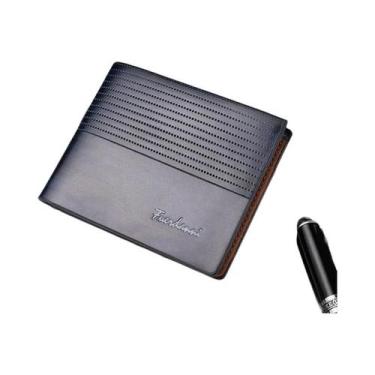 Imagem de Carteira Masculina Slim De Couro PU, Porta-Cartões De Crédito, Multifu