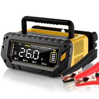 Imagem de Carregador de bateria de carro de 26 AMP, chumbo ácido 6V/12V/24V, lítio, carregador de bateria inteligente LiFePo4, carregador de tela grande, carregadores e mantenedores totalmente automáticos para