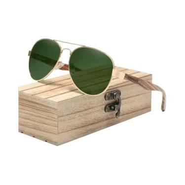 Imagem de Óculos De Sol Unissex UV400 HD Polarizados Com Armação De Madeira E Li