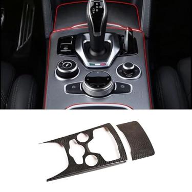 Imagem de taruisixt Adesivo decorativo de acessórios de interior de carro de fibra de carbono real para Alfa Romeo Giulia 2017-2022 (estilo A+B)