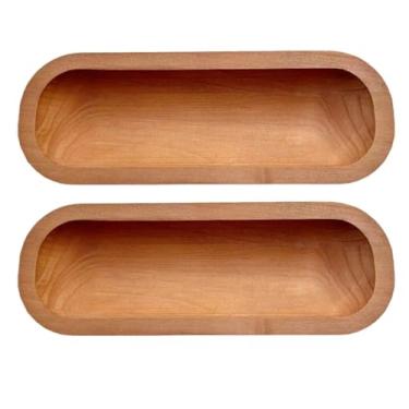 Imagem de Phinicco Pacote com 2 tigelas de massa de madeira de 40,6 cm de comprimento 40,6 x 12,7 x 5 cm Tigelas de massa de madeira esculpidas à mão para decoração Tigelas de massa de madeira rústica, tigela