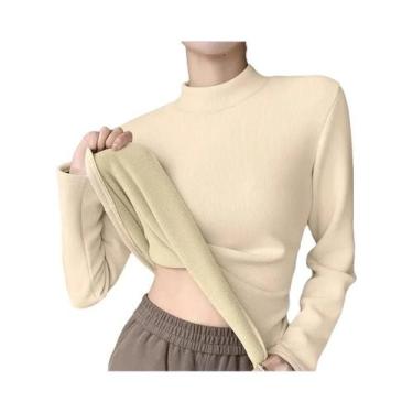 Imagem de Camisa Térmica Feminina plus Size De Manga Longa Em Lã De Cordeiro Par