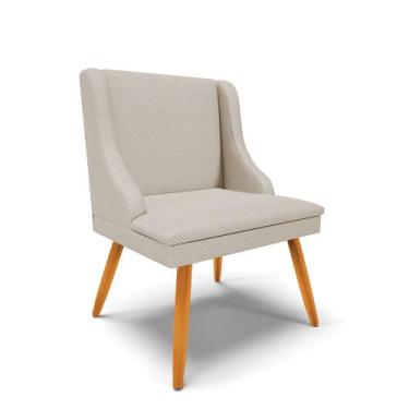 Imagem de Cadeira de Jantar Liz Veludo Prata Luxo A129 Pés Palito Castanho - D'R