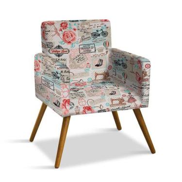 Imagem de Poltrona Larissa Pés Palito Castanho D'Rossi - DRossi, Retrô Rosa D61