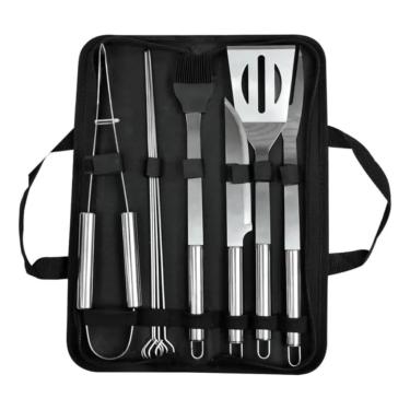 Imagem de Kit de 9 Utensílios para Churrasco em Inox - Profissional e Gourmet, Ideal para Preparos Domésticos e Eventos ao Ar Livre