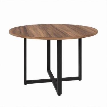 Imagem de Mesa Circular Office 120cm Pé Quadro Web Office Nogal-preto