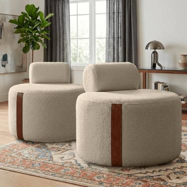 Imagem de Kit 02 Poltrona Decorativa Orgânica Erica Sala Bouclê Luxo