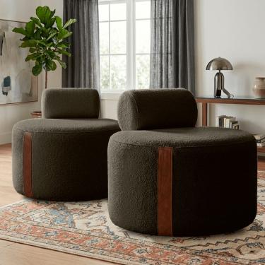 Imagem de Kit 02 Poltrona Decorativa Orgânica Erica Sala Bouclê Luxo