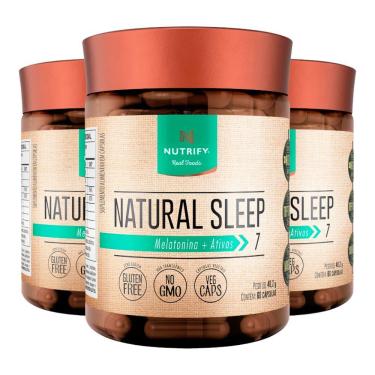 Imagem de Kit 3 Natural Sleep Melatonina Nutrify 60 Cápsulas