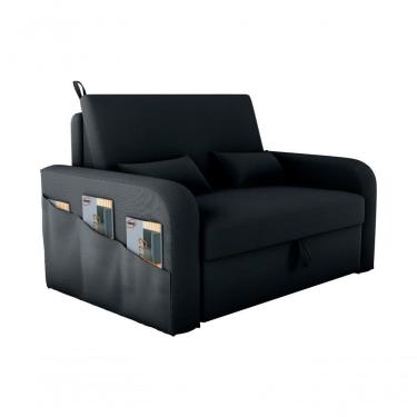 Imagem de Sofá Cama Lady Day 2 Lugares Conforto Veludo Preto Matrix Sala Com Baú