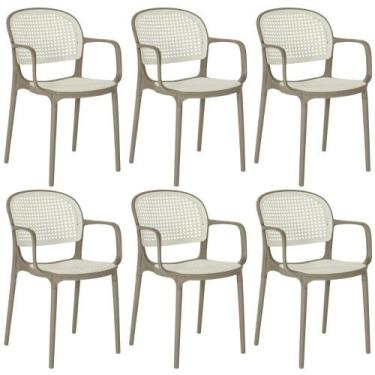 Imagem de Kit 6 Cadeiras de Jantar Roma Prática com Braços para Sala e Cozinha -