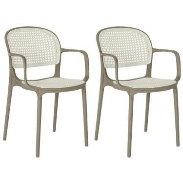 Imagem de Kit 2 Cadeiras de Jantar Roma Prática com Braços para Sala e Cozinha -