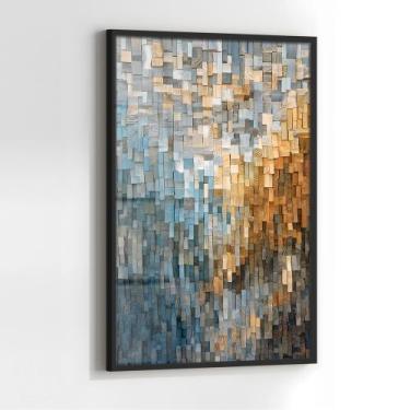 Imagem de Quadro com Moldura e Acrilico Cristal Vidro Mosaico Textura para Sala,