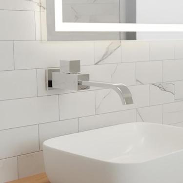 Imagem de Torneira Cozinha Banheiro Lavabo Gourmet Longa Cromada de Parede Aço I