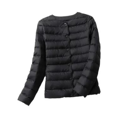 Imagem de Casaco Feminino Leve De Plumas Com Gola O Ou Gola V, Jaqueta Puffer Ac