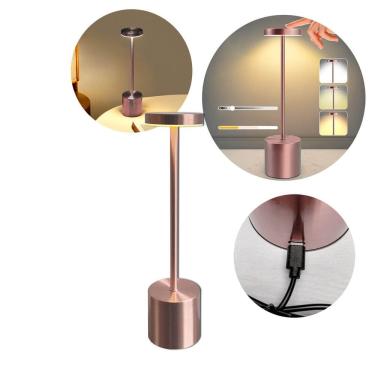 Imagem de Luminária de Mesa LED Recarregável 3 Cores - Rose Gold
