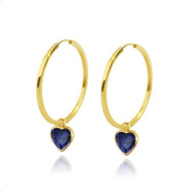 Imagem de Brincos Argola De Ouro 18k Com Zircônia 5mm - Paulistana Joias, Safira