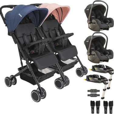 Imagem de Carrinho Kiddo Gemeos 2 Bebe Conforto 2 Base ISOFIX Mascote Casal