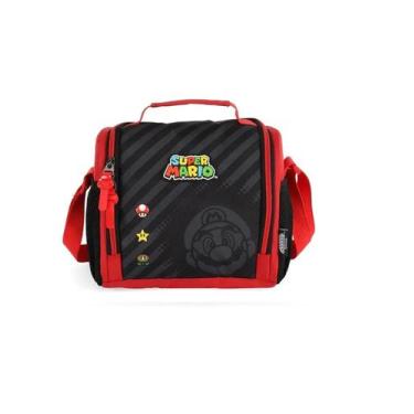 Imagem de Lancheira Térmica Escolar Super Mario Bros Vermelha Cogumelo Estrela e