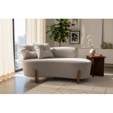 Imagem de Namoradeira Sofá Feijão Luna 130cm Orgânica Bouclé Cinza Claro - Mazze