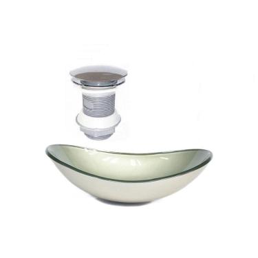 Imagem de Cuba De Vidro Oval 55Cm Champanhe + Valvula Click