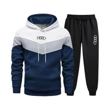 Imagem de Conjunto De Moletom Casual Masculino Tricolor Com Capuz, Roupas Esport