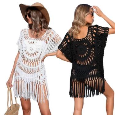 Imagem de Saída De Praia Em Crochê Com Franjas Modelagem Solta Leve - - anjo da 