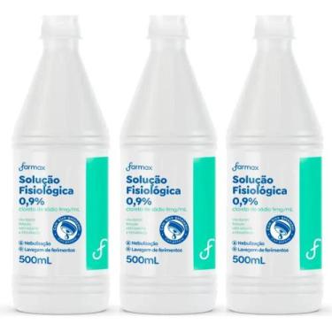 Imagem de KIT 3 Soro Fisiológico Farmax 500ml Limpeza Nasal, Inalação e Machucad