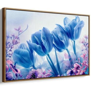 Imagem de Quadro decorativo Flores - Tulipas Azuis no Jardim dos Sonhos Eternos 