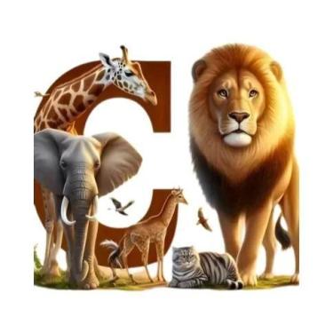 Imagem de Pintura Diamante Alfabeto Girafa Elefante Tigre Zebra Leão, Mosaico DI