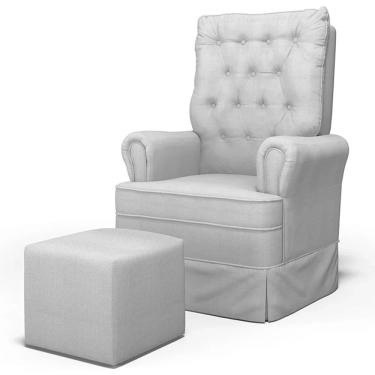 Imagem de Poltrona de Amamentação e Descanso com Balanço e Puff Laís G05 Linho Cinza - Mpozenato