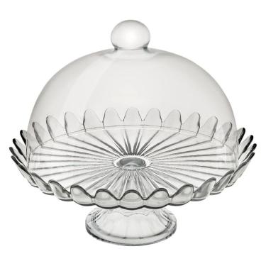 Imagem de Boleira de Vidro com Pé e Tampa Pétalas de Jasmin 24cm - Vitazza