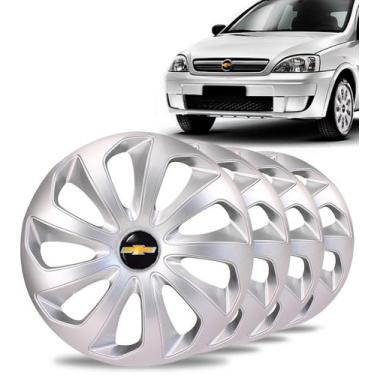 Imagem de Jogo 4 Calota Velox Aro 14 Prata Gm Corsa Celta Prisma Agile - Elitte