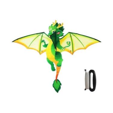 Imagem de Pipa Dragão Chinês Verde Para Iniciantes Com Corda De 50m - Pipa De De