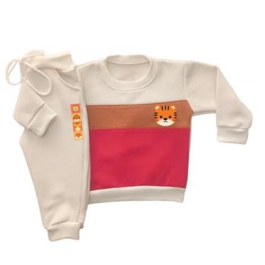 Imagem de Conjunto Moletom Infantil Bebê Unissex Peluciado Roupa Inverno Flanela