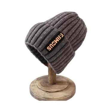 Imagem de Gorro De Tricô Unissex Quente Em Cor Sólida, Capuz De Crochê Macio Par