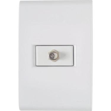 Imagem de Conjunto 4x2 com 1 Tomada TV/SAT Coaxial Liz Branco Tramontina