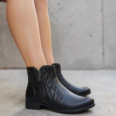 Imagem de Bota Feminina Cano Curto Calce Fácil com Zíper Dakota D2184 Cor:PretoT