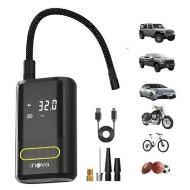 Imagem de Bomba De Ar Para Enche Pneu Bola Carro Usb Compacta Preto Preto 12v - 