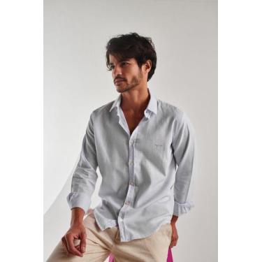 Imagem de Camisa Canoa Linho Manga Longa Gelo, 4