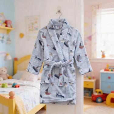 Imagem de Roupão Infantil Microfibra Camesa Estampa Navio M