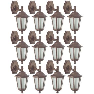 Imagem de Kit 12 Arandelas Gregas Marrom Bivolt Luminárias de Parede Coloniais Jardim Pátio Dital 