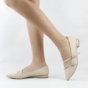 Imagem de Sapatilha Bico Fino Fivelas - Div Comp Antonie, Off white feno, 38